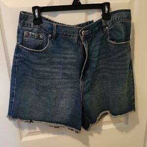 Bluenotes Blue Jean Shorts with Frayed Hem and Relaxed Fit